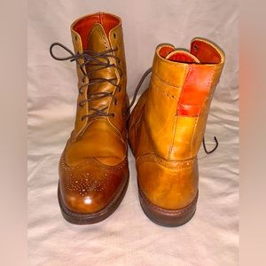 Allen Edmonds Leather Dalton Derby Wingtip Dress Boot -Walnut Brown- size 14 B -